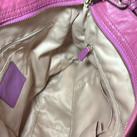 Coach Hobo Shoulder Bag Pink Leather Brown Monogram 12”Wx12”Hx5”W VGUC - Picture 14 of 17